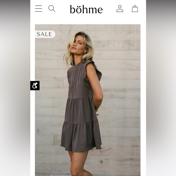 bohme Dresses & Skirts - Böhme Regina Pleated Charcoal Mini Dress